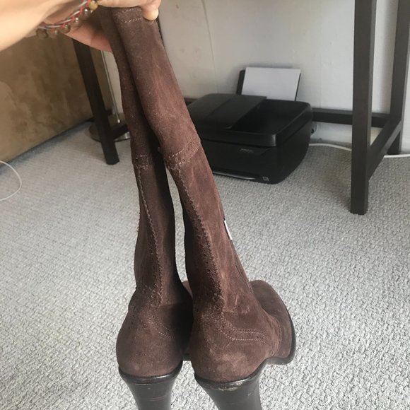 Gucci Women's Leather / Suede Script Logo Tall Knee Boots 317032 - Picture 3 of 7